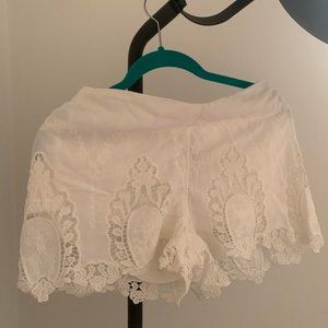 White shorts with crochet/lacey detail